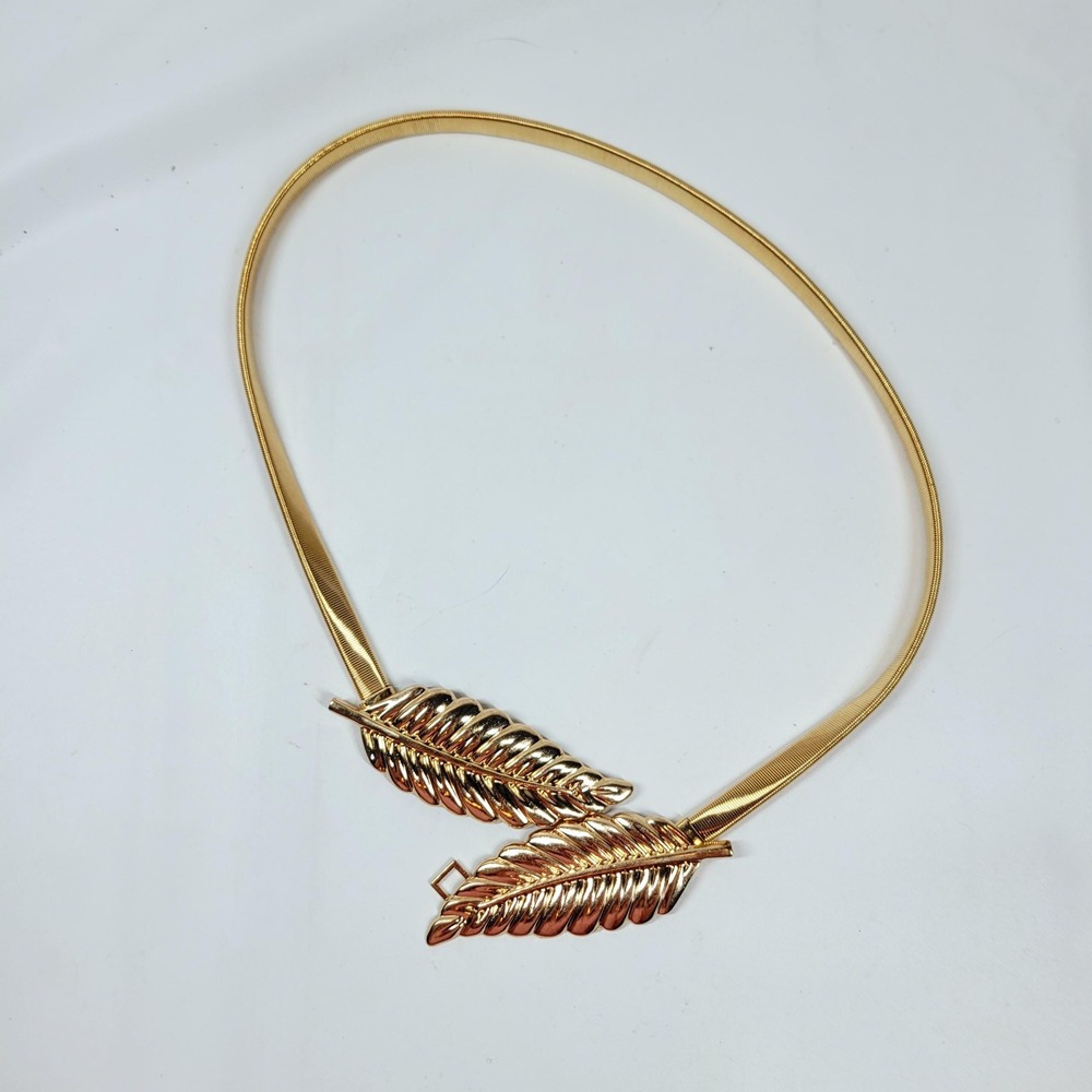 Vintage gold tone women's Omega snake belt leaves buckle 1980s 1970s - Picture 4 of 6